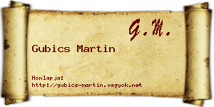 Gubics Martin névjegykártya
